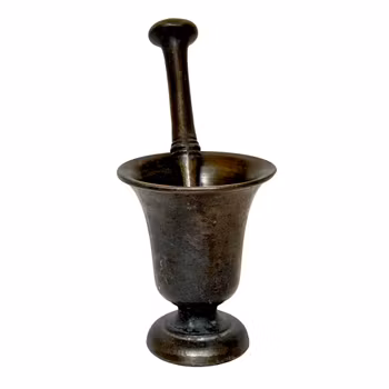 MORTEL, med stöt, gjutjärn, 1700-talet