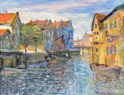 Jens Kongshammer (Danmark 1884-1954) Havnemotiv fra København, Olje på lerret, signert