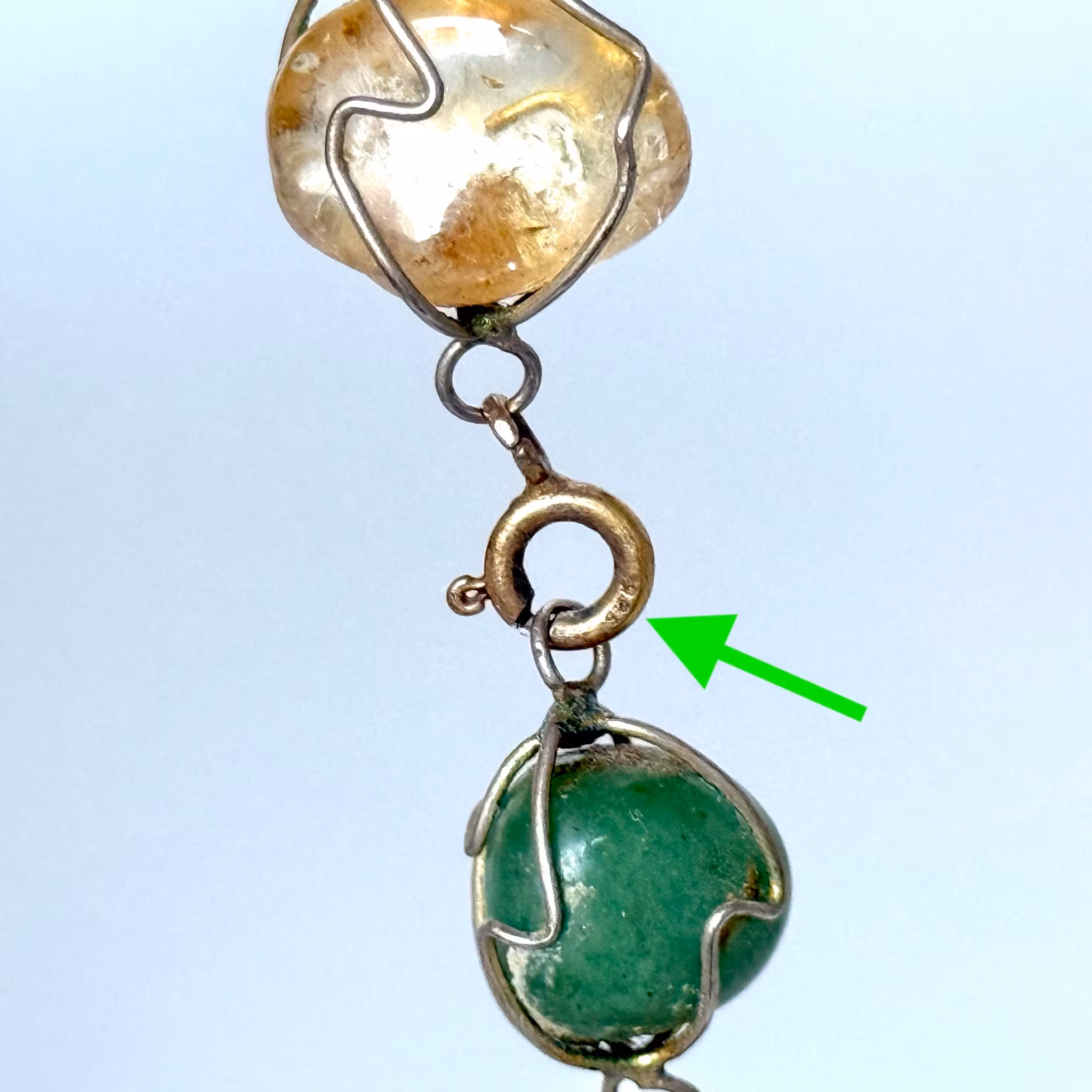 Naszyjnik ze srebra próby 925 w stylu vintage, różne kamienie szlachetne