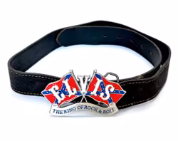 Elvis Presley Belt Buckle Enameled King Of Rock And Roll Flag