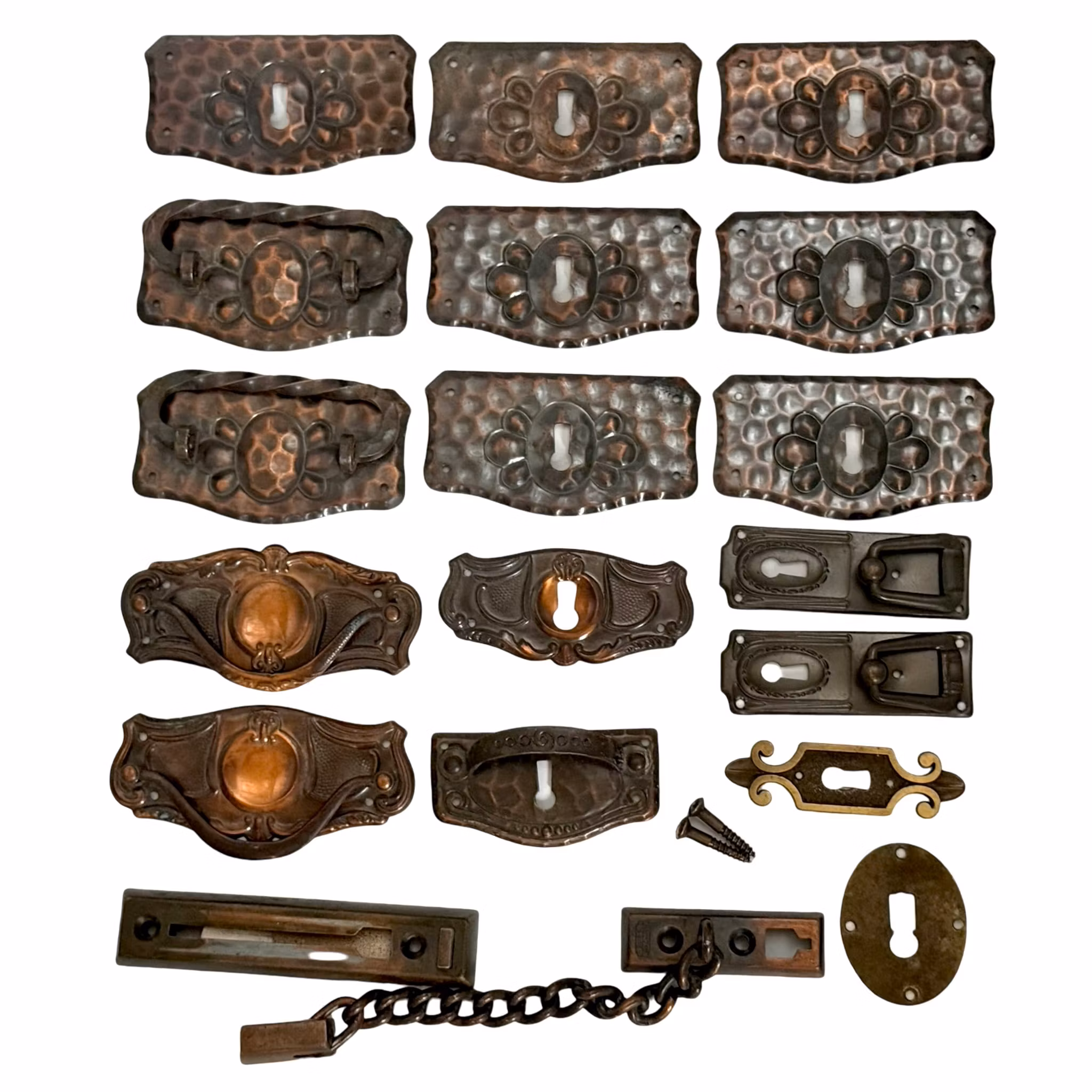 Dragfäste och nyckelfäste, Hammered koppar och Brons mm.