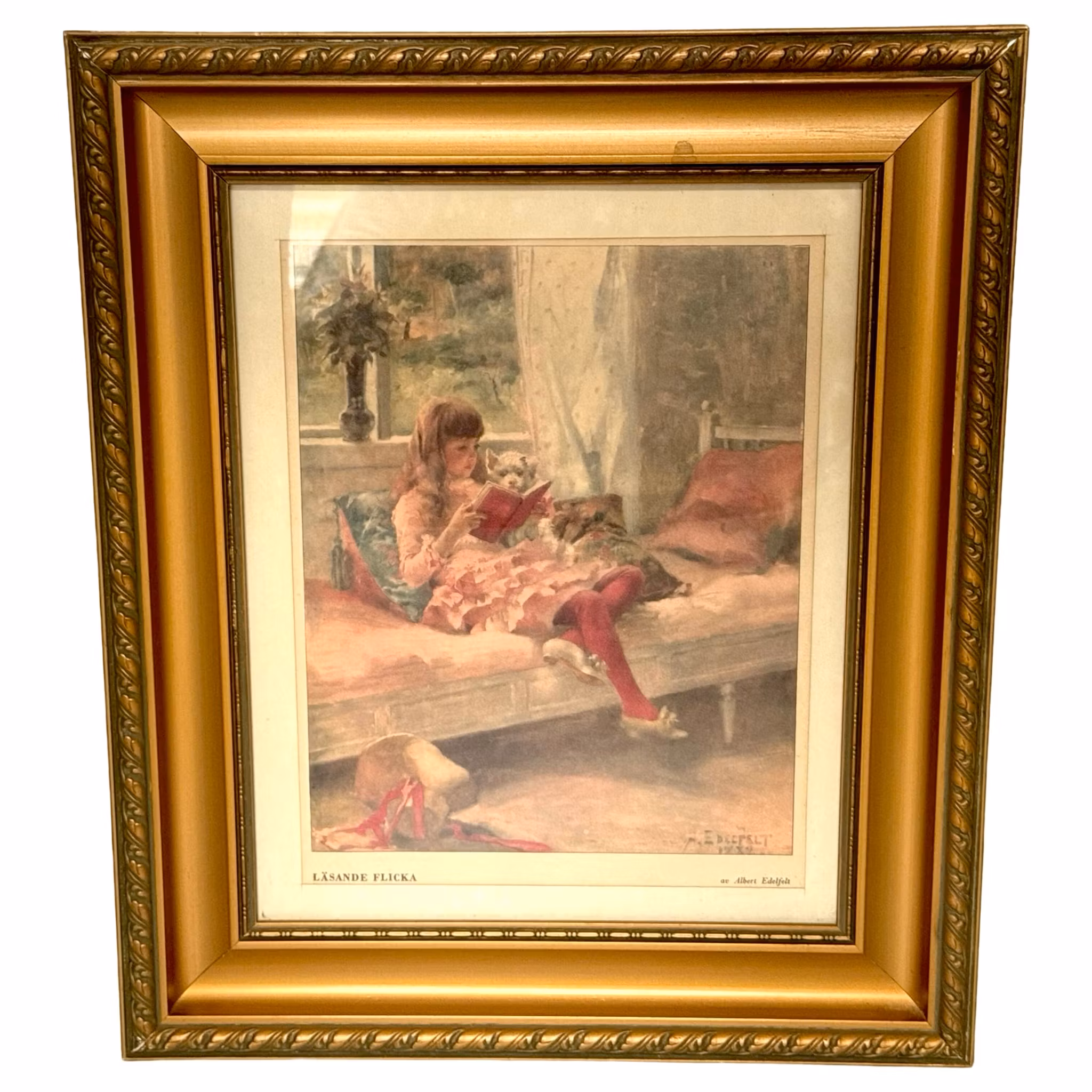 Albert Edelfelt, Læsepige, gammelt tryk