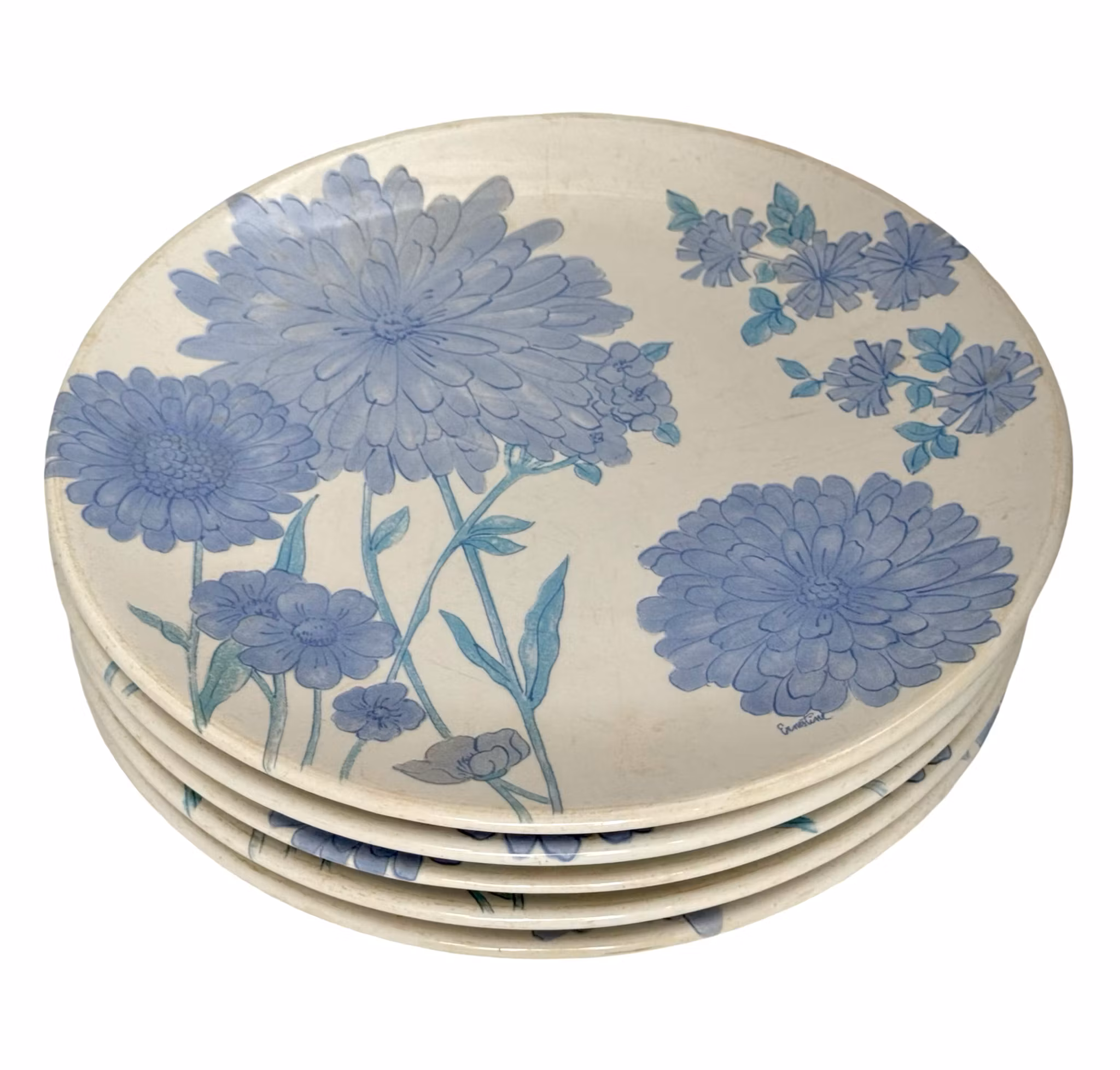 Ernestine Salerno, Italien. 5 st keramisk tallrikar