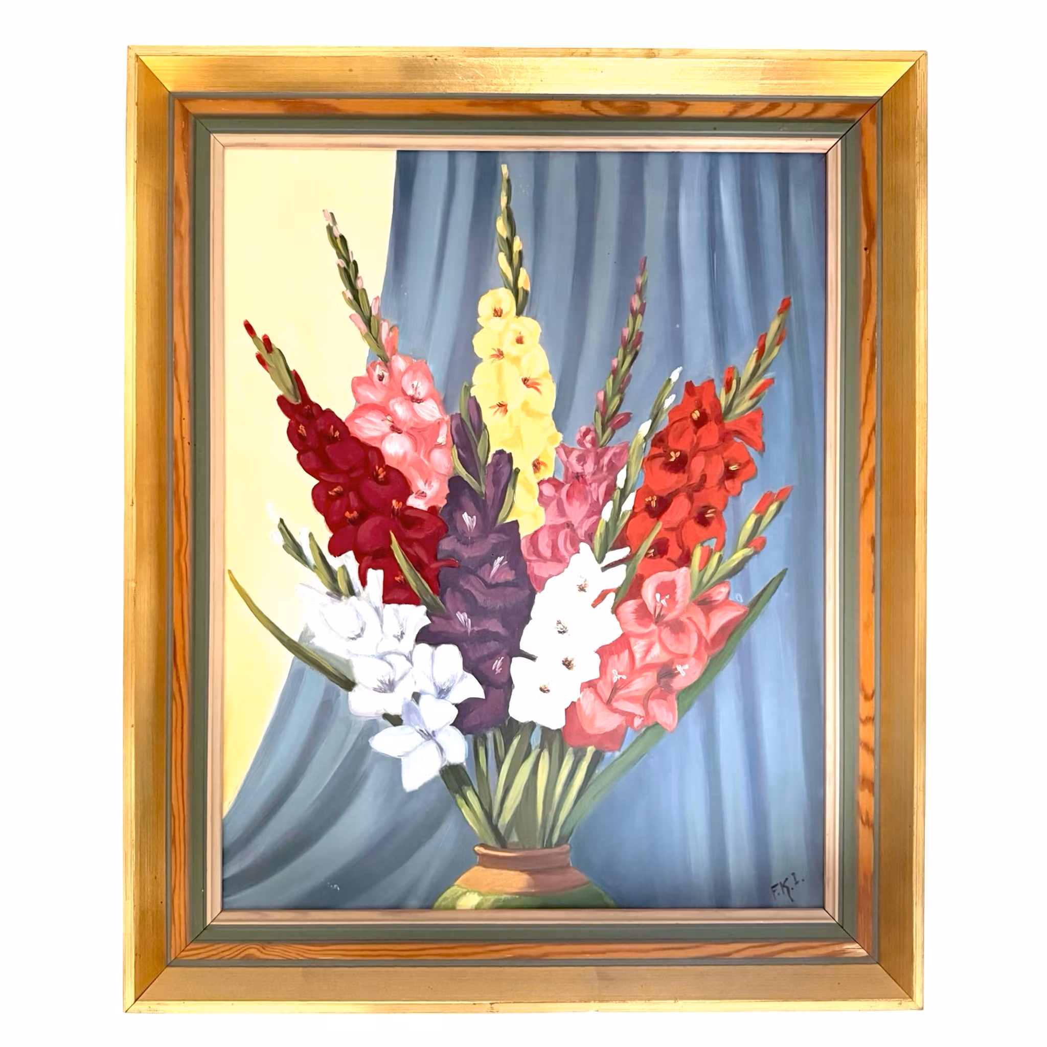 Artista non identificato, dipinto ad olio su tela, firmato FKI