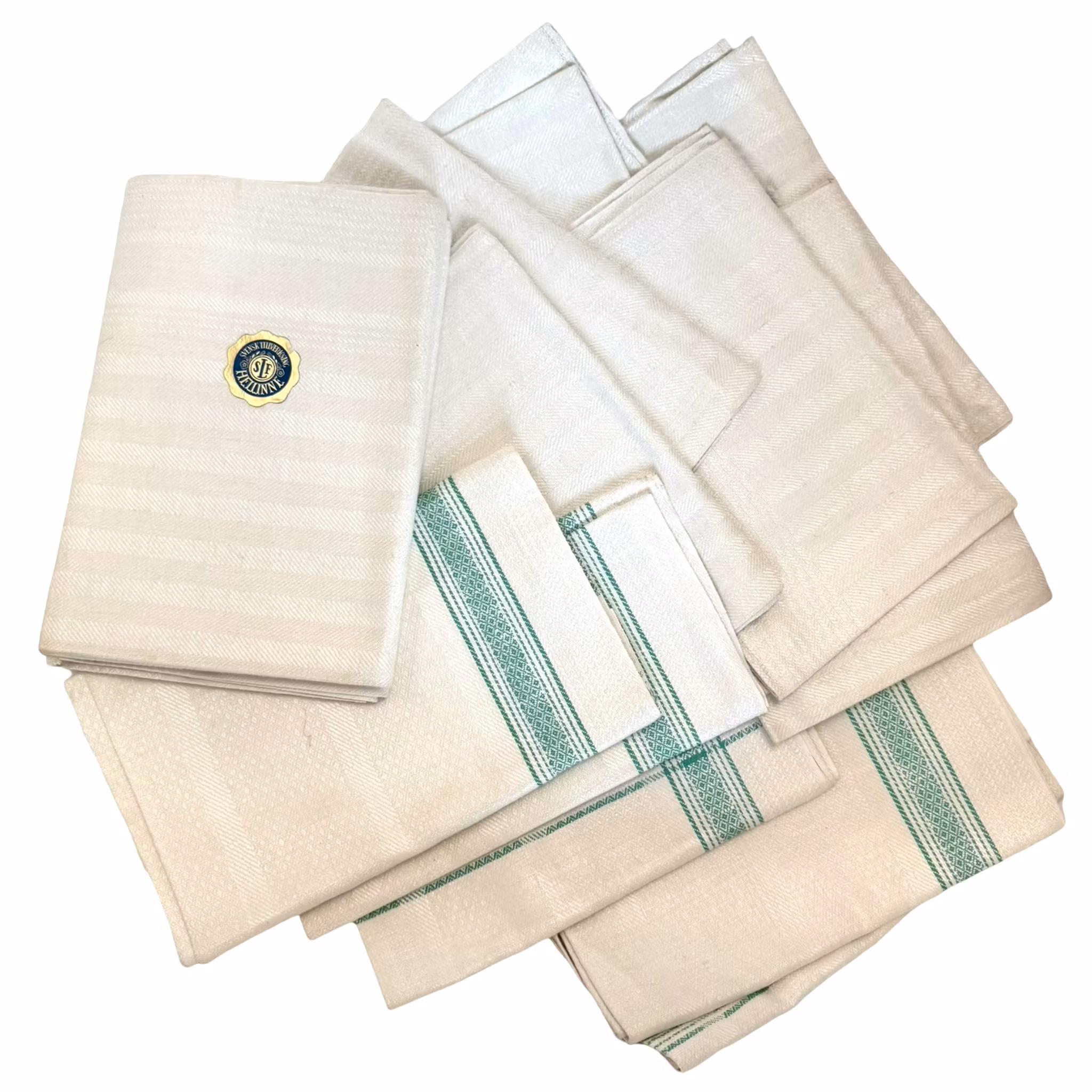 11 pcs, Nappes vintage, lin, Bland hellinne SLF
