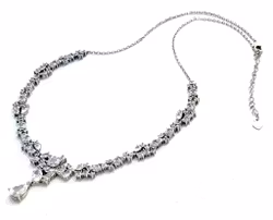 Collier halsband, sterling silver 925 med vita stenar