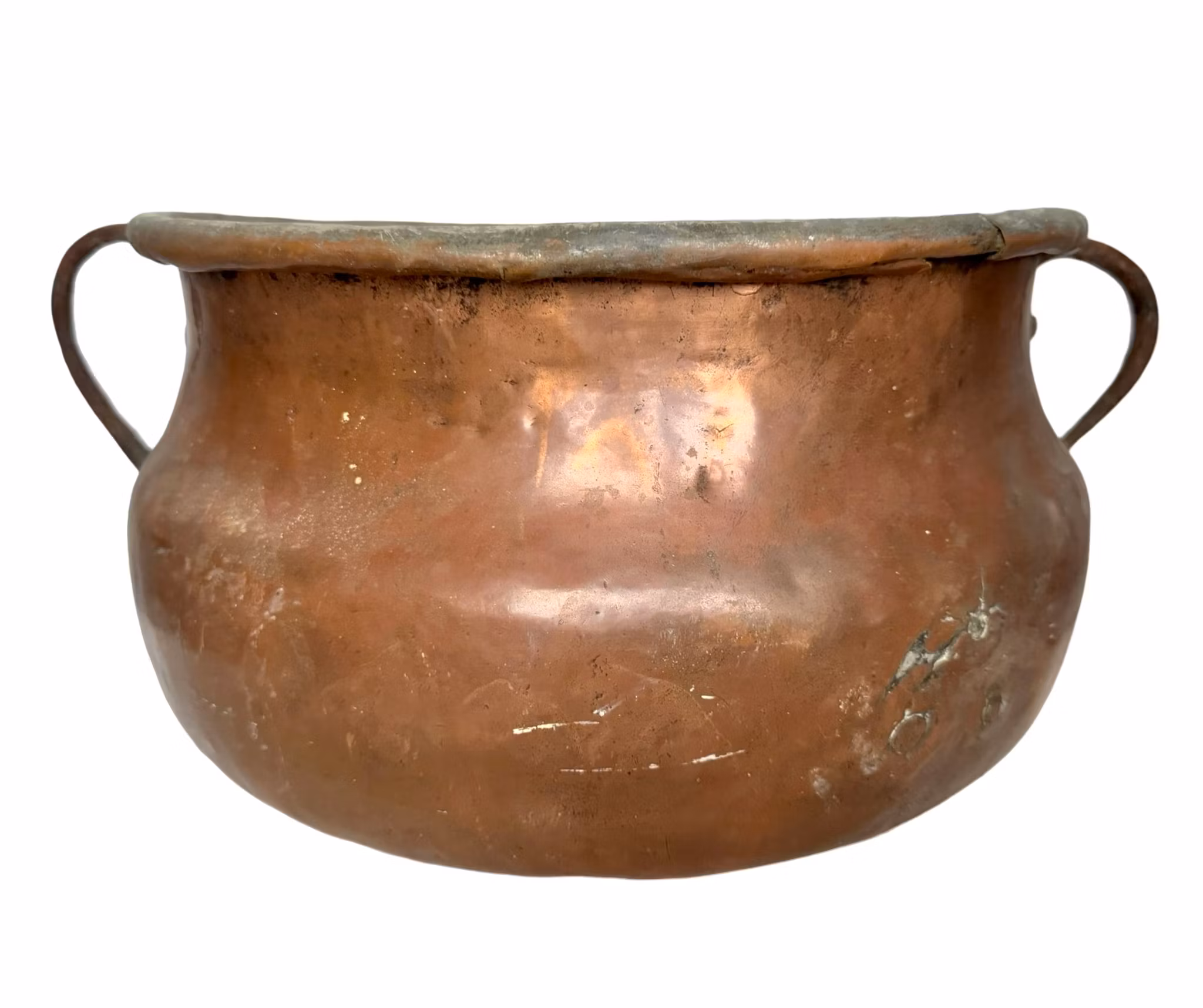 Antica grande pentola di rame, Håkan Jensson (1805-1888) timbrata HIS