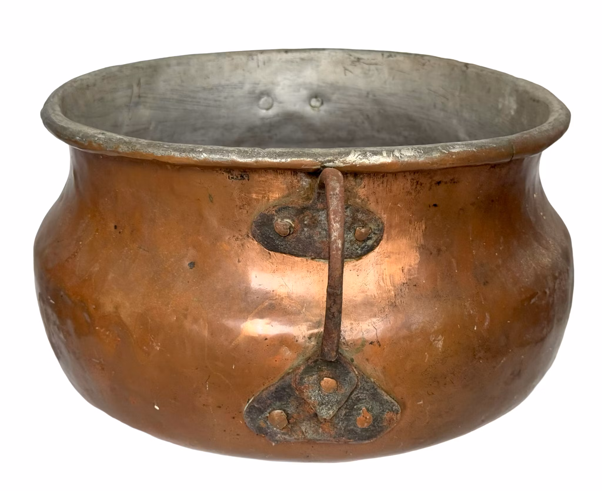 Antica grande pentola di rame, Håkan Jensson (1805-1888) timbrata HIS