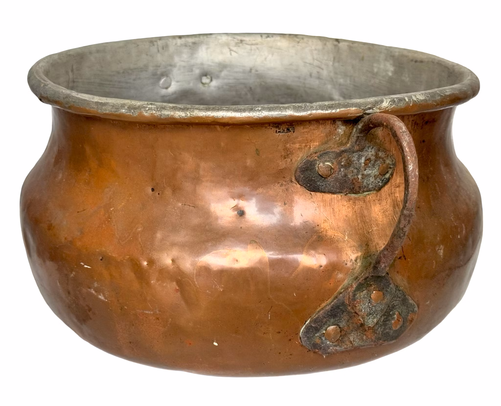 Antica grande pentola di rame, Håkan Jensson (1805-1888) timbrata HIS