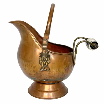 Kolhink, koppar och mässing, handtag av porslin 1900-tal