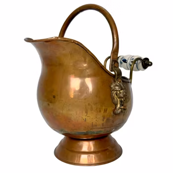 Kolhink, koppar och mässing, handtag av porslin 1900-tal