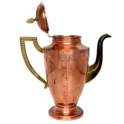 Kaffeservis 4 delar, jugend, Gustav Eriksson för Eskilstuna. Koppar och mässing