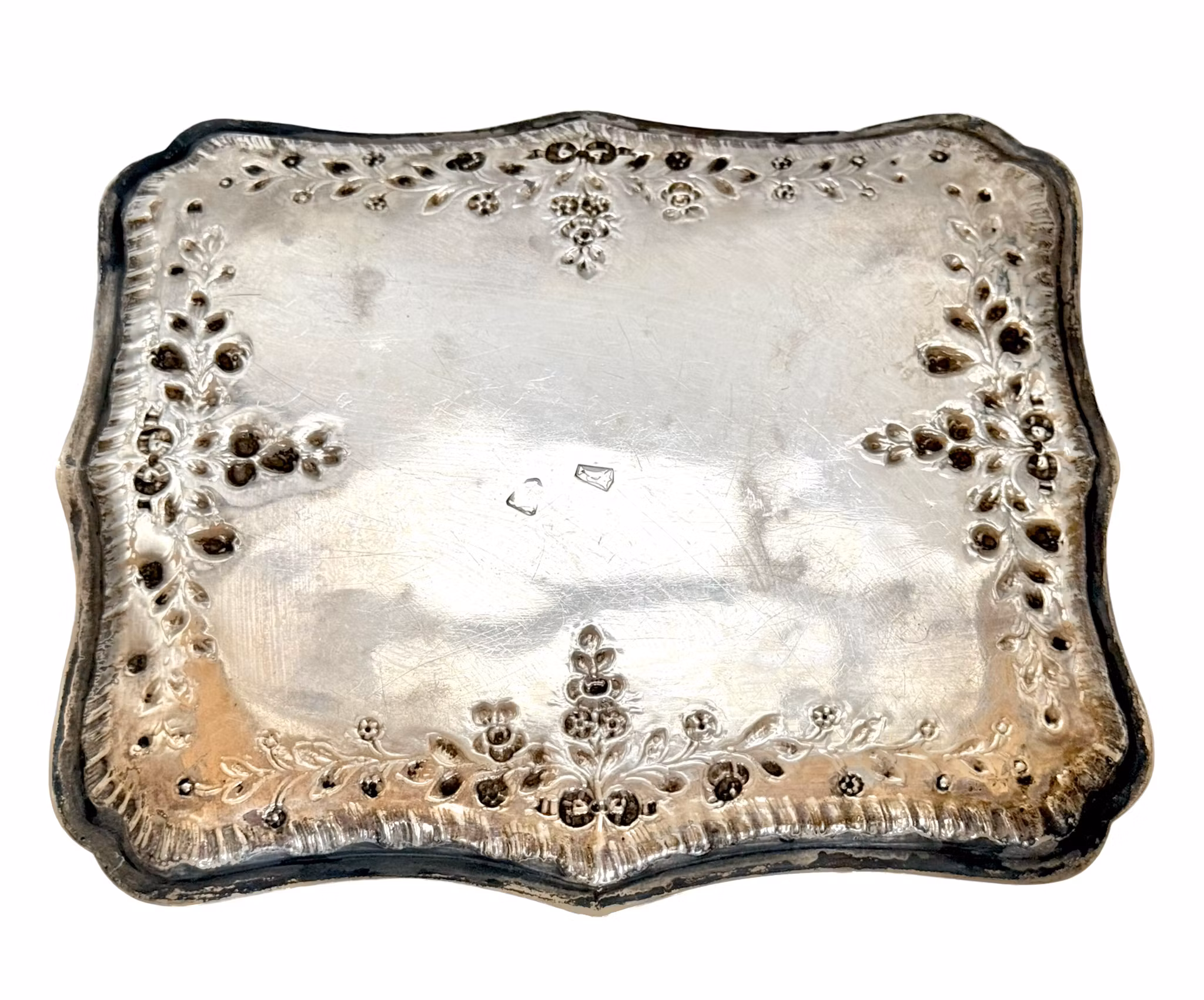 Silver bricka med blommor, 1700-talet