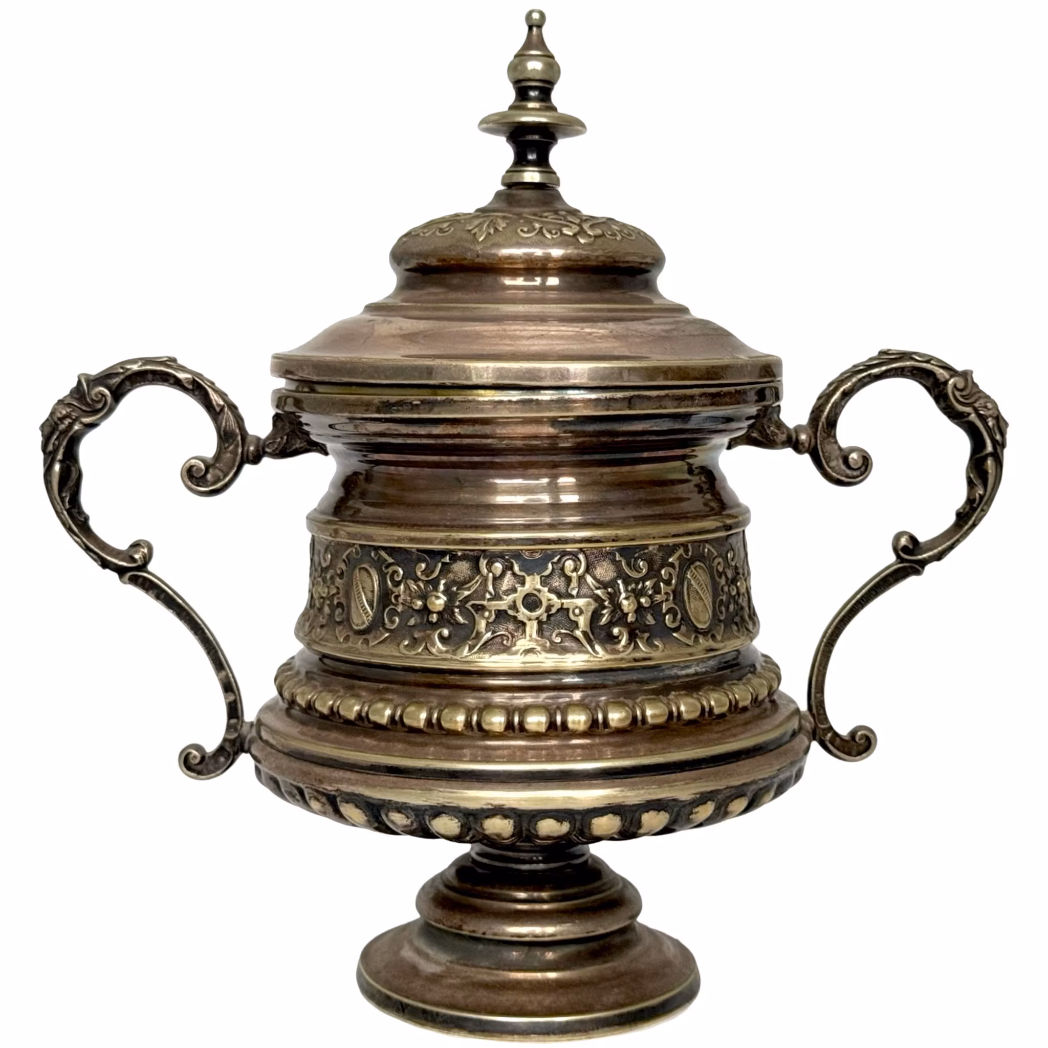 3 delar, Kaffekanna, Skål med Gräddkanna, nysilver, 1800-talet