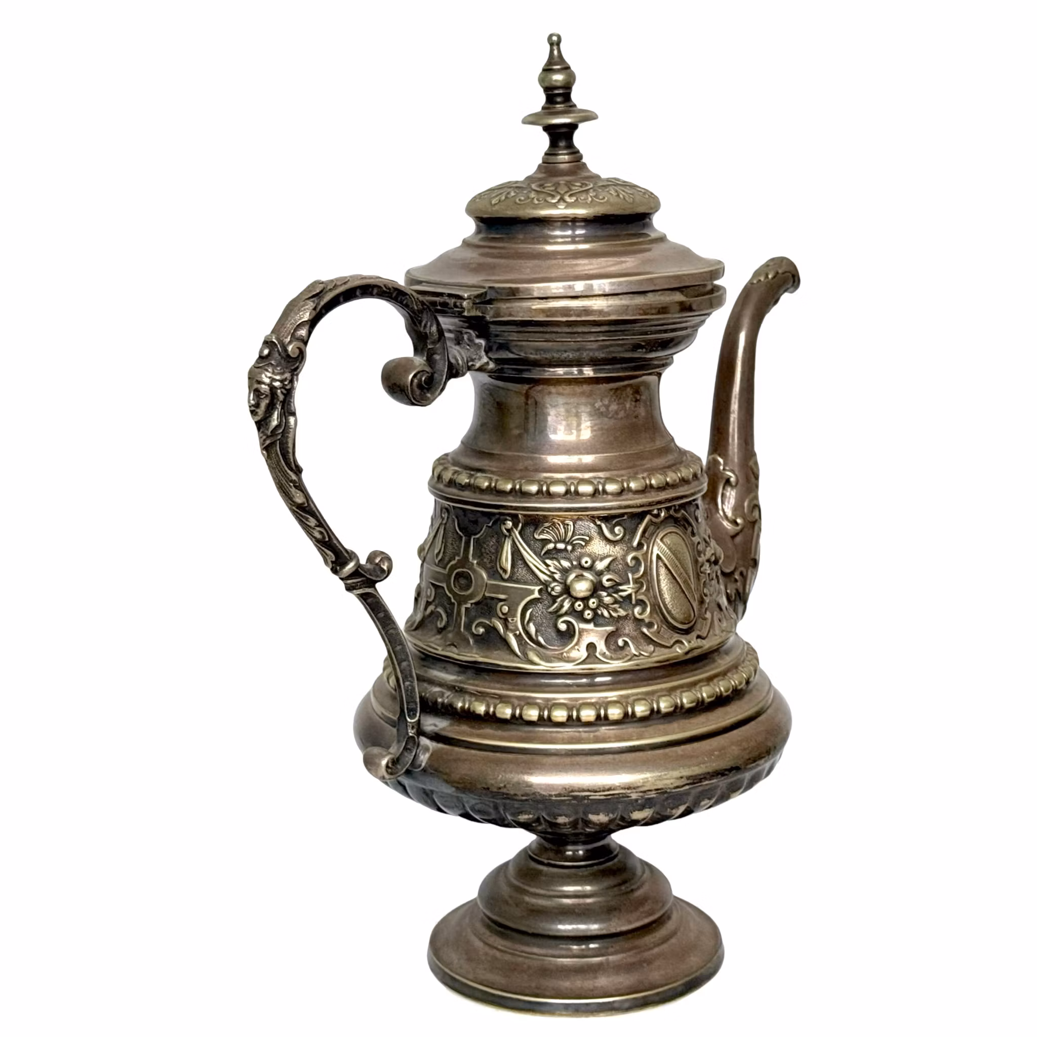 3 delar, Kaffekanna, Skål med Gräddkanna, nysilver, 1800-talet