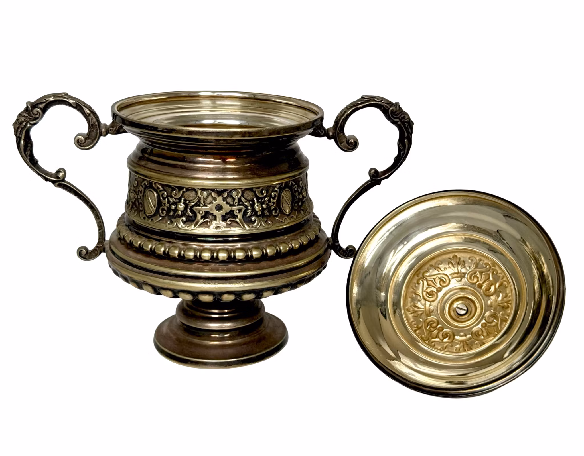 3 delar, Kaffekanna, Skål med Gräddkanna, nysilver, 1800-talet