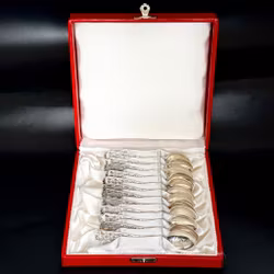 KAFFESKEDAR, 12 st, silver, Cesons, Göteborg 1967