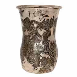 BECHER, Silber, 18. Jahrhundert, Dekor mit Blumen und Blättern, gestempelt