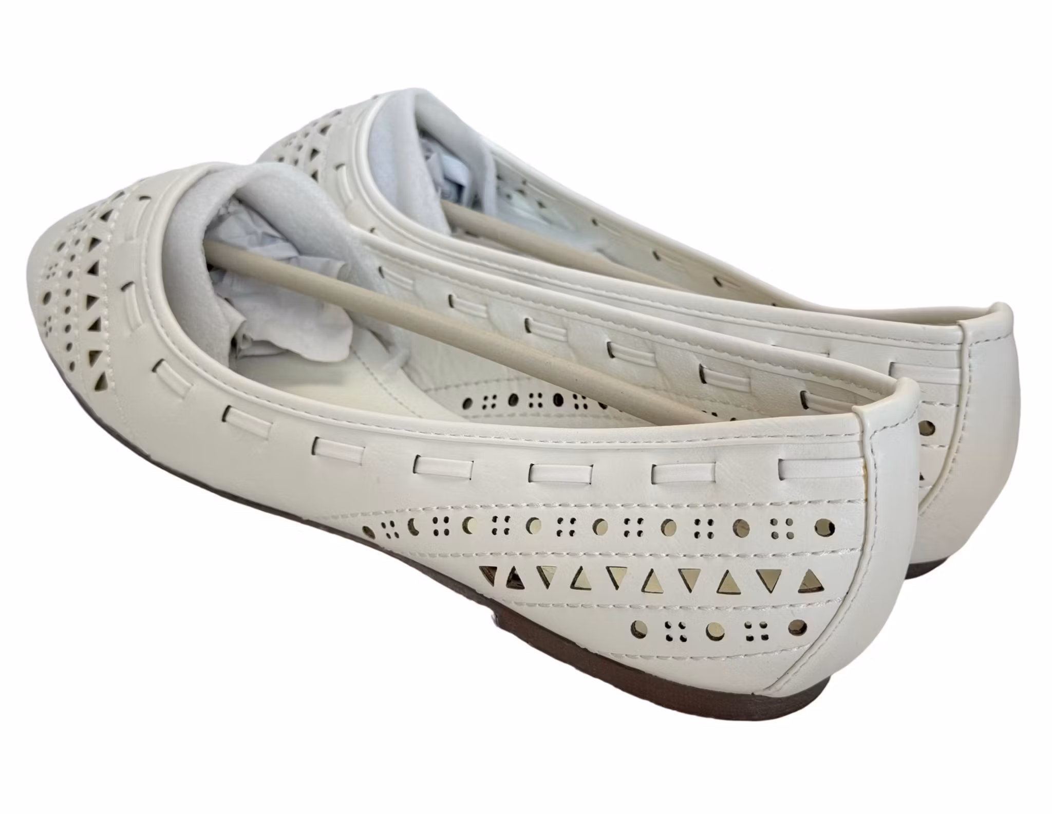 klassiska Damer ballerinasko, Platta, Vit 45