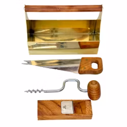 Miniatyr verktygslåda med flasköppnare, Korkskruv, Handsåg, Teak, Japan