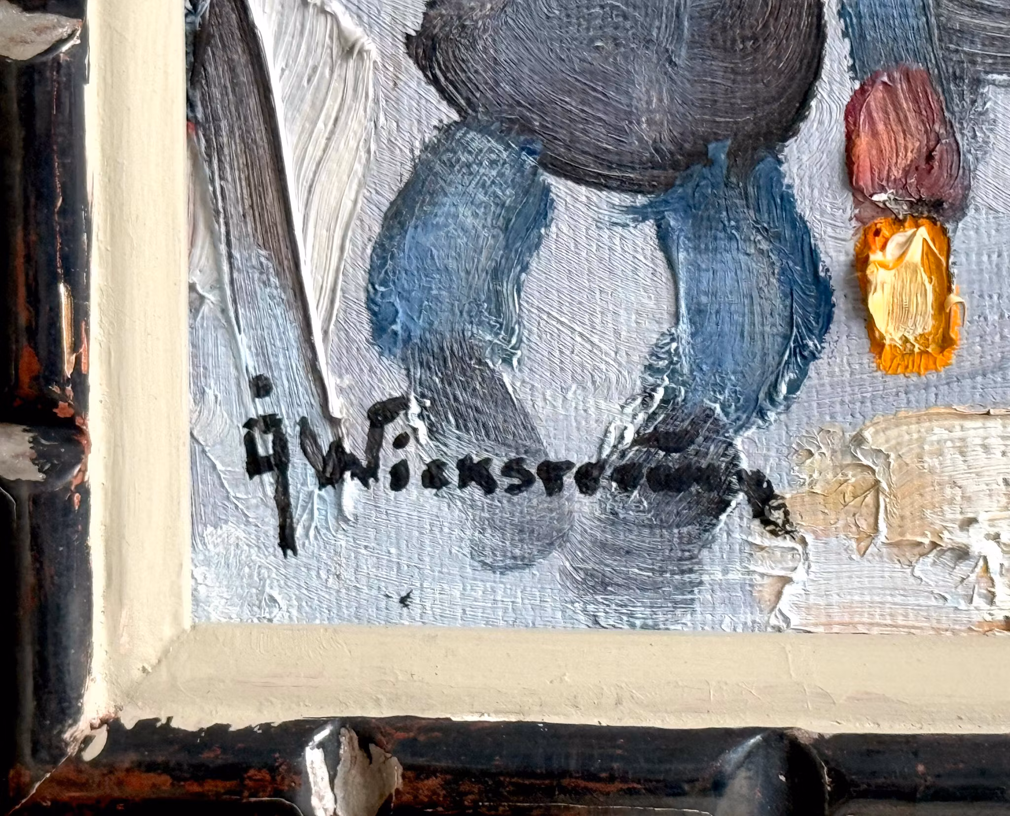 Åke Wickström. "Lina prend du bois, événement 1942", huile sur toile, signée