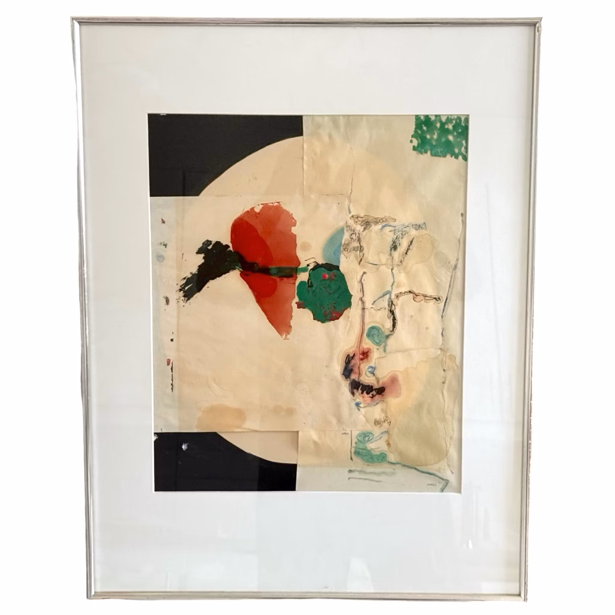 Lennart Hall (1921-2013). Blandet media, komposisjon, signert Hall