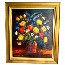 Karin Borgström. Blomsterstilleben, Oljemålning på duk, signerad