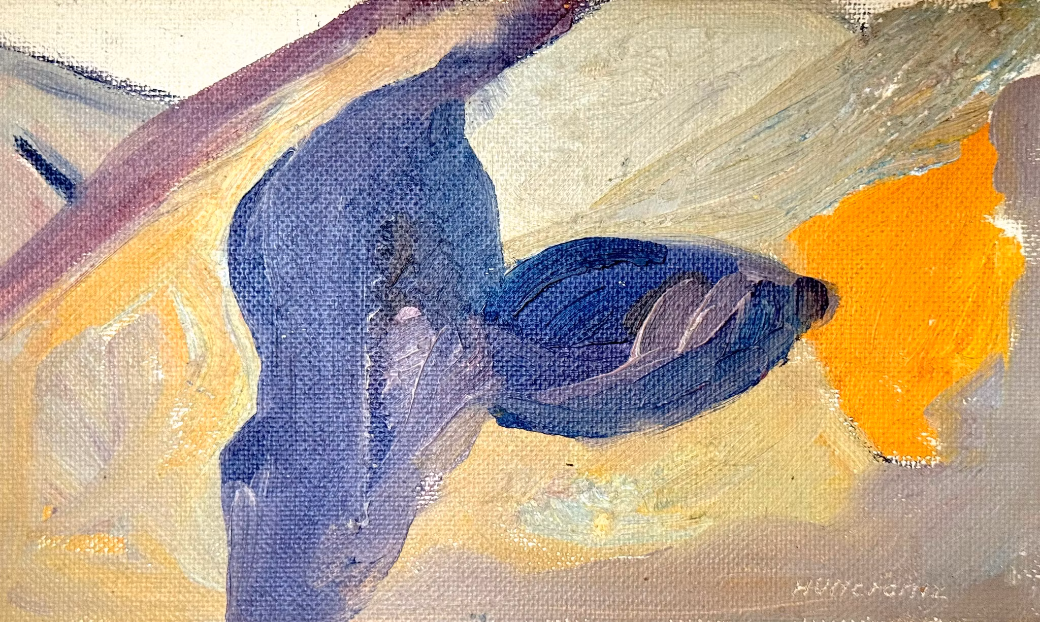 Tore Hultcrantz (1923-1998), Oljemålning på pannå, Signerad