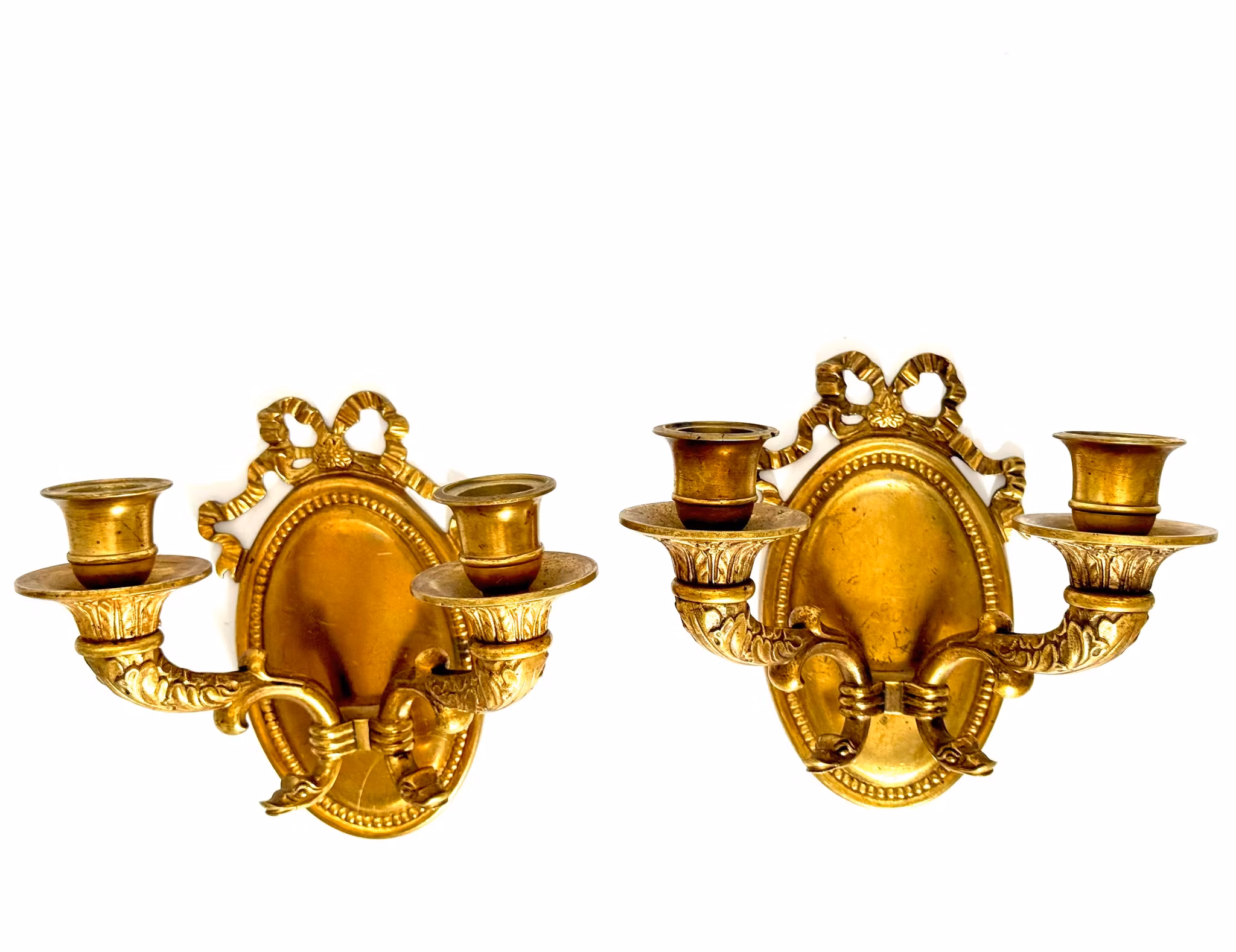 Antyczny 2-ramienny kinkiet ścienny, uchwyt na światło