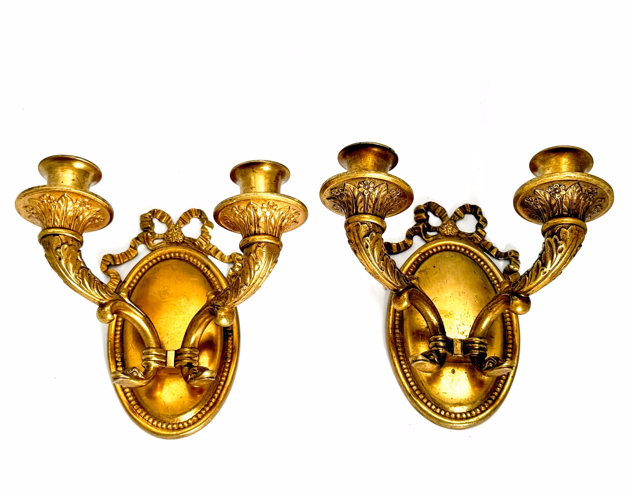 Antyczny 2-ramienny kinkiet ścienny, uchwyt na światło