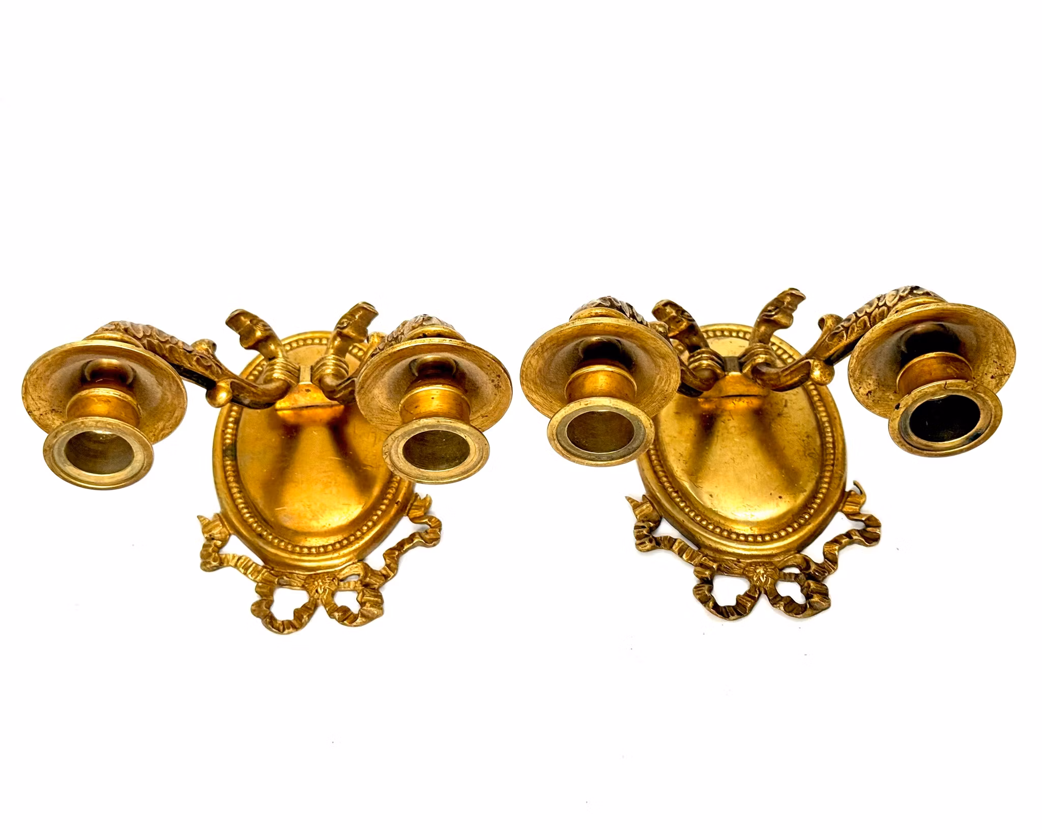 Antyczny 2-ramienny kinkiet ścienny, uchwyt na światło