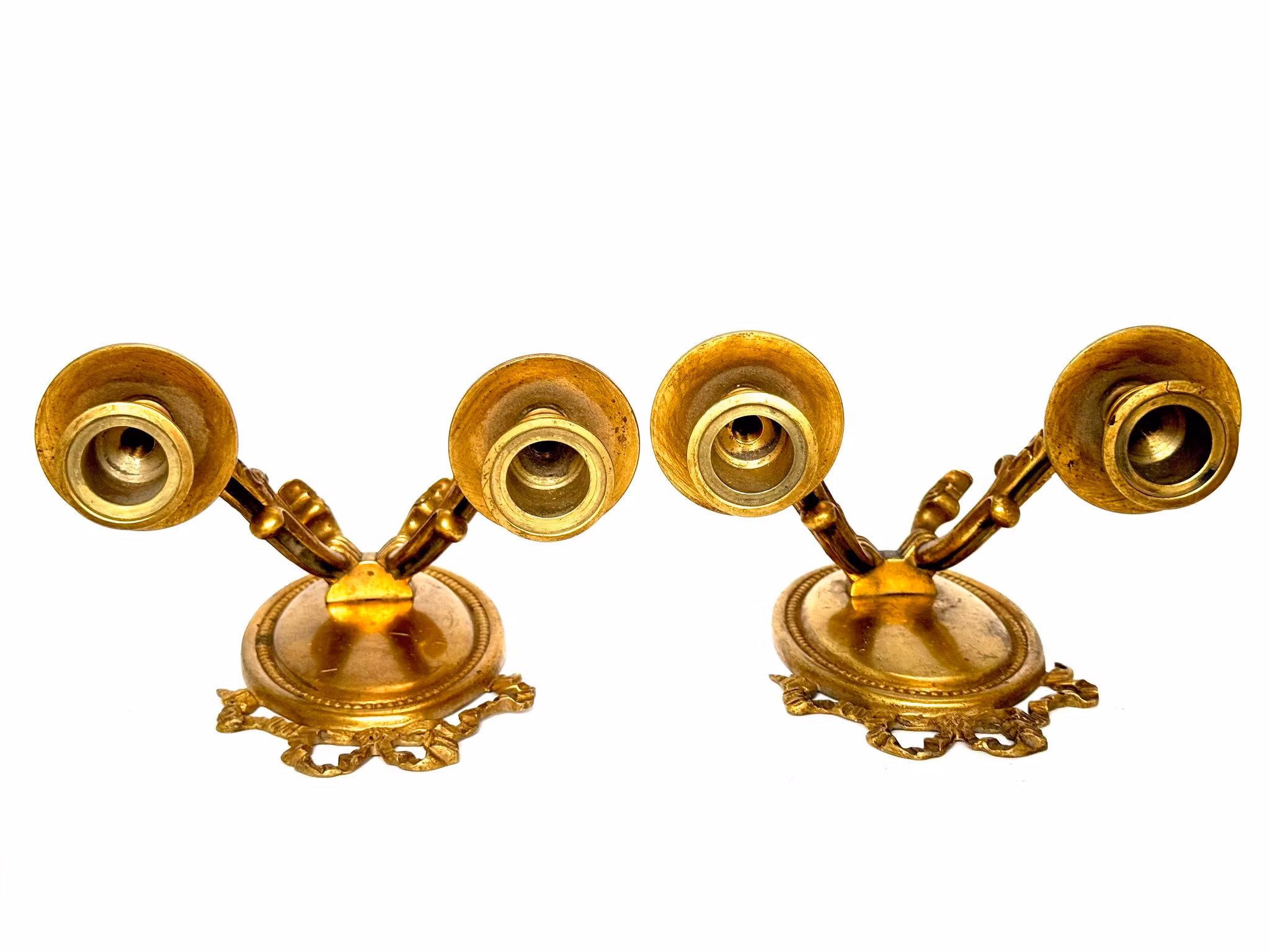 Antyczny 2-ramienny kinkiet ścienny, uchwyt na światło