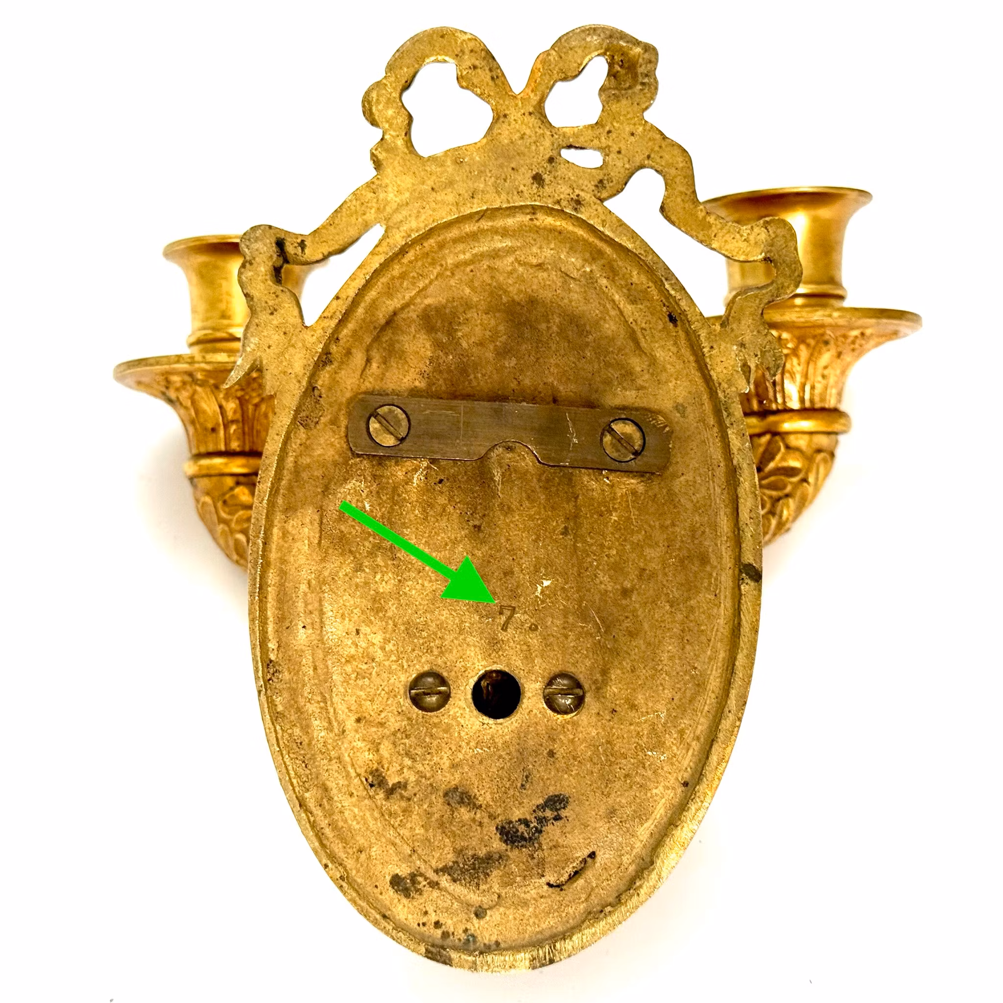 Antyczny 2-ramienny kinkiet ścienny, uchwyt na światło