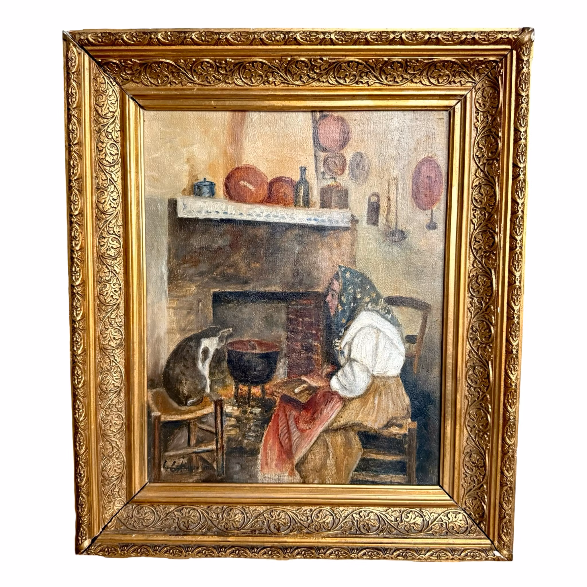 Uidentificeret kunstner, Olie på lærred, Signeret