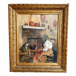 Uidentificeret kunstner, Olie på lærred, Signeret