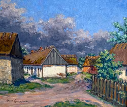 Bror Ljunggren (Szwecja, 1884-1939). Obraz olejny na desce, sygnowany i datowany 1920 rok