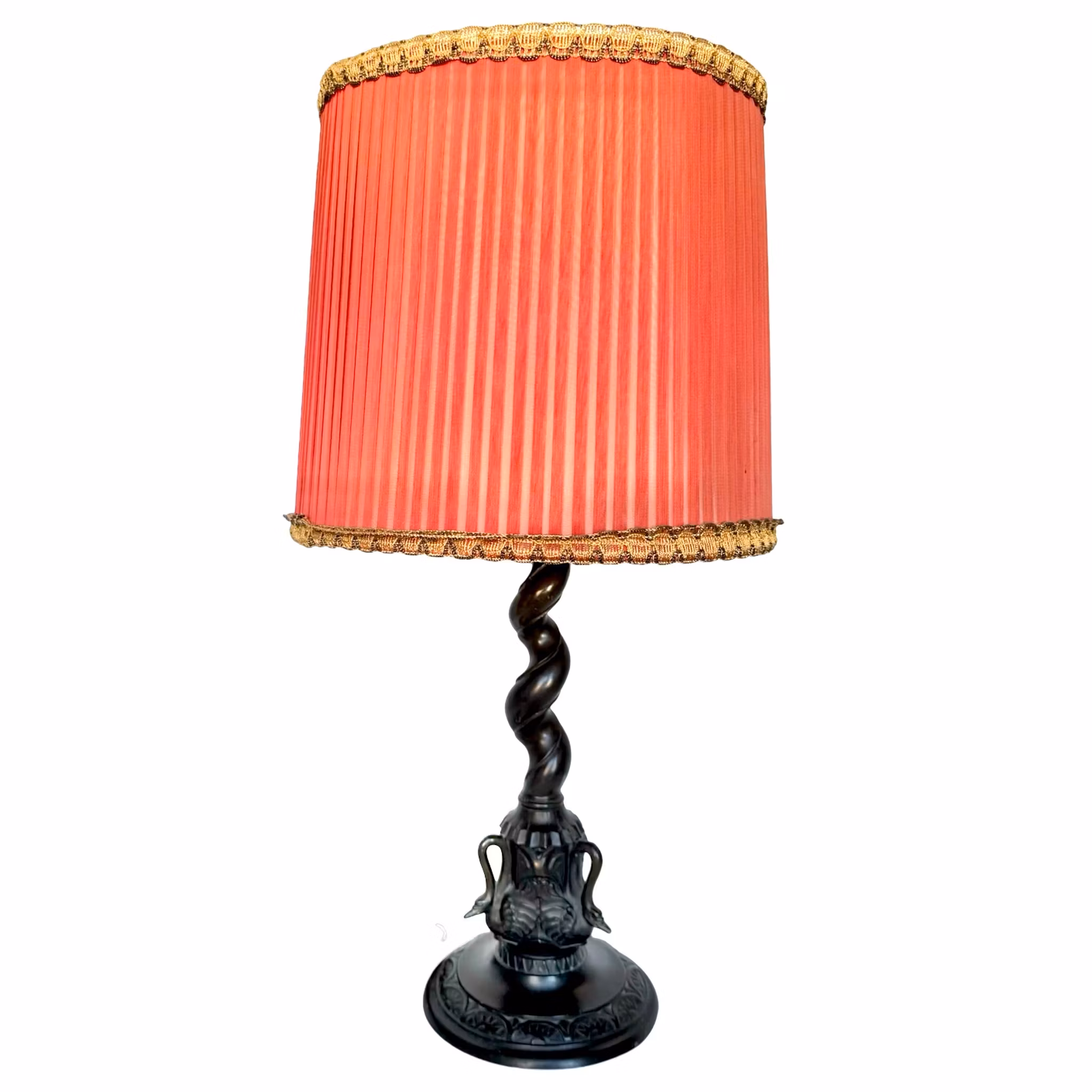 Antike Tischlampe, patiniertes Metall, Jugendstil