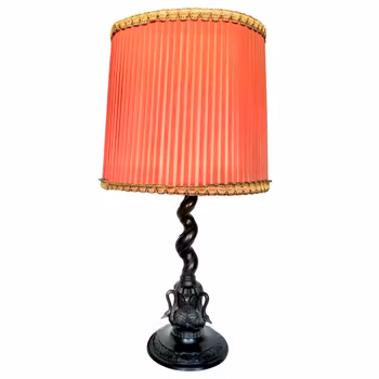 Antik Bordslampa, patinerad metall, jugend