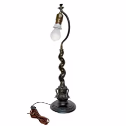 Antik Bordslampa, patinerad metall, jugend