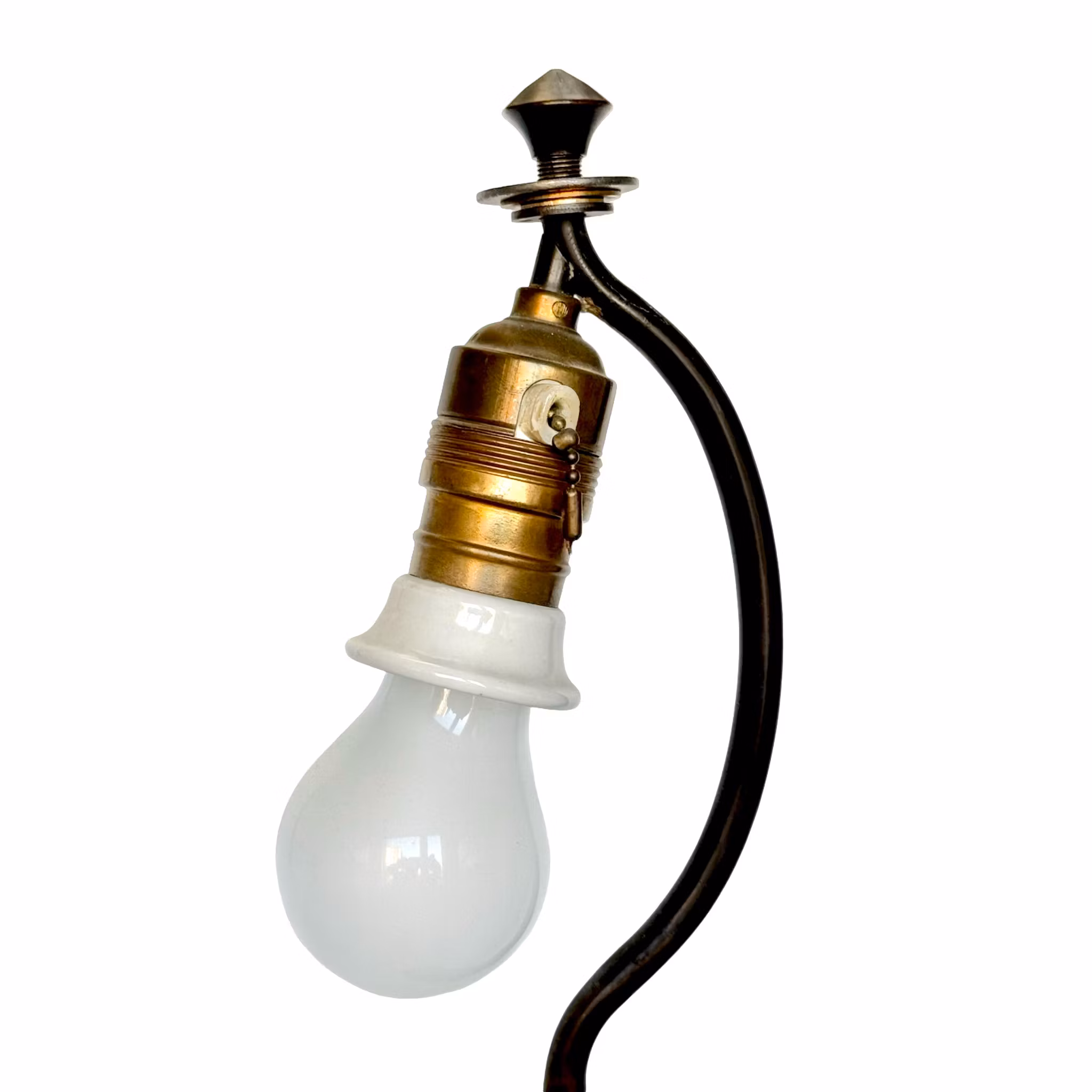 Antike Tischlampe, patiniertes Metall, Jugendstil