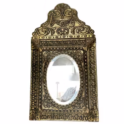 Antik mässing spegel skåp