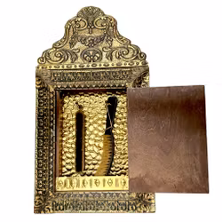 Antik mässing spegel skåp