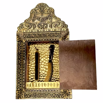 Antik mässing spegel skåp