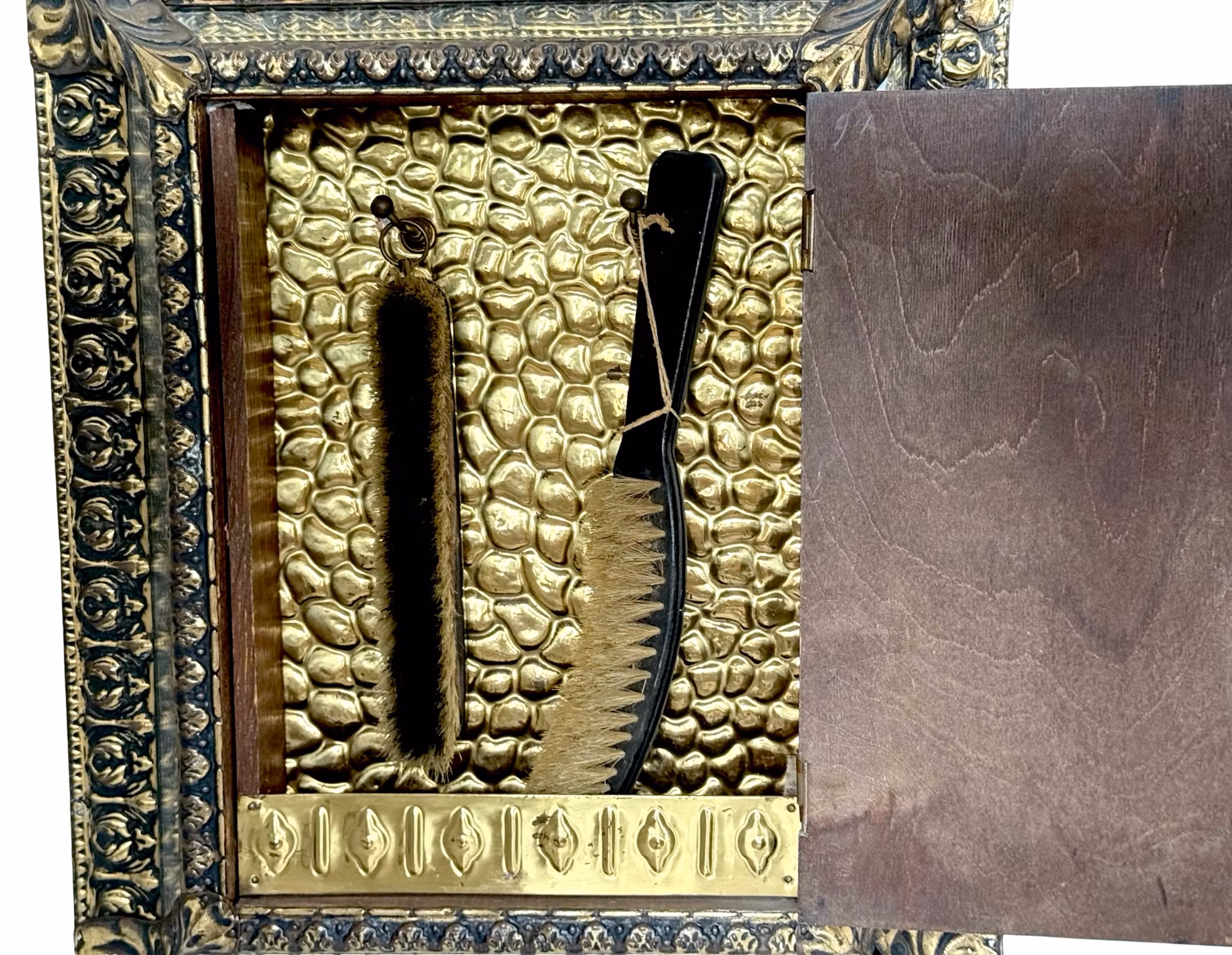 Antik mässing spegel skåp