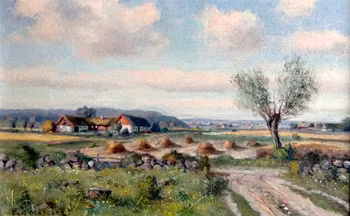 Carl Månsson (1892-1976). Öljymaalaus paneelille, Signeerattu