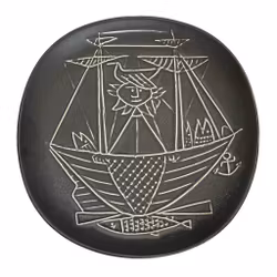 Stig Lindberg (Sverige 1916-1982). Flintporslin, 3 assietter "Piazza", Gustavsberg