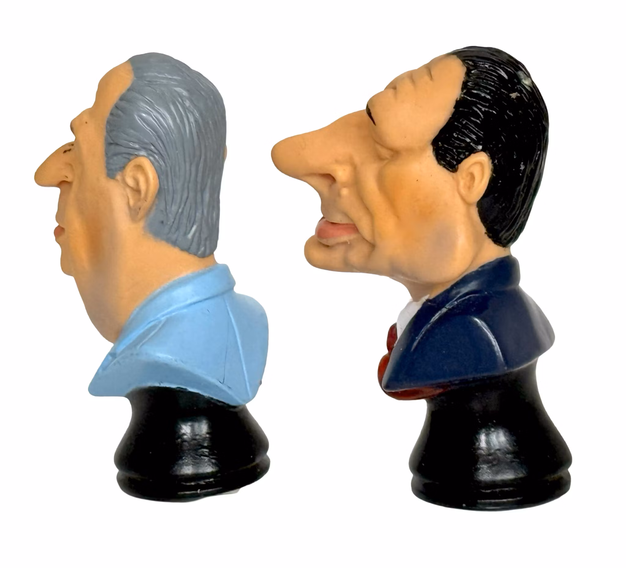 Plastic figurines bust Jacques Chirac & Edouard balladur