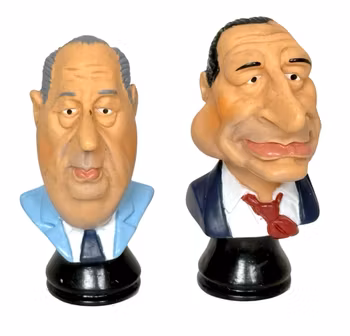 Plast figurer bust Jacques Chirac & Edouard balladur