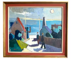 Arnold William Pedersen (Danmark, 1912-1986). Oljemålning på duk, Signerad