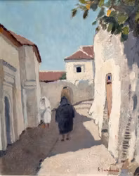 Gösta Sundvall ( Sverige 1900-1957). Oljemålning på pannå, Signerad